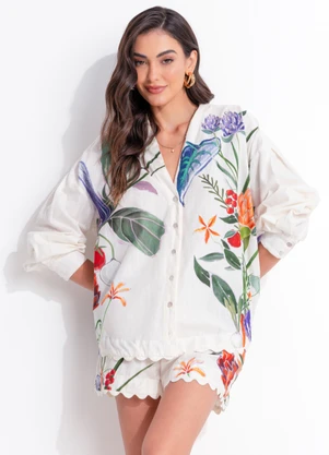 Farm - Camisa Horta Tropical Bege - FARM