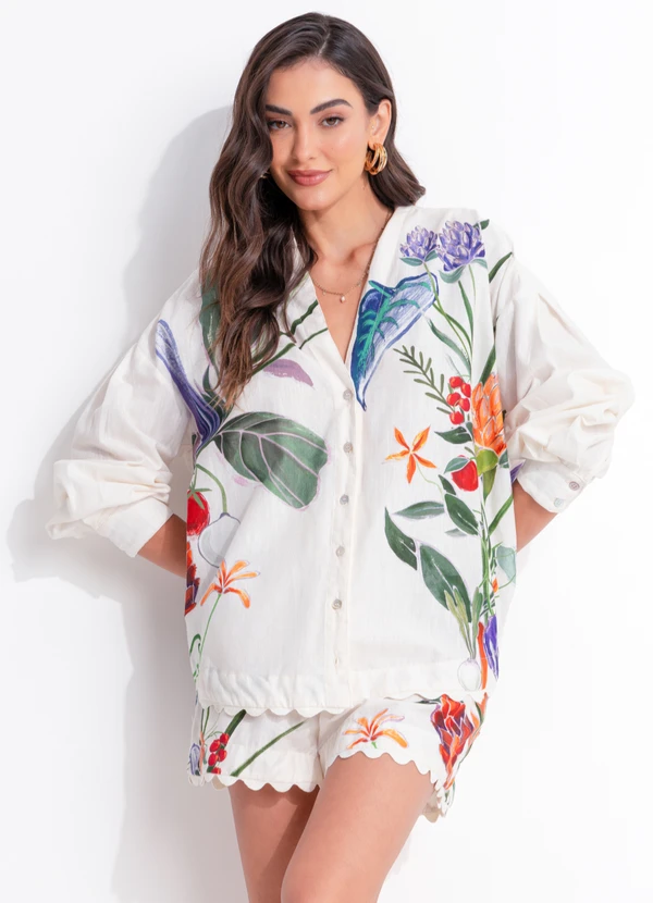 Farm - Camisa Horta Tropical Bege
