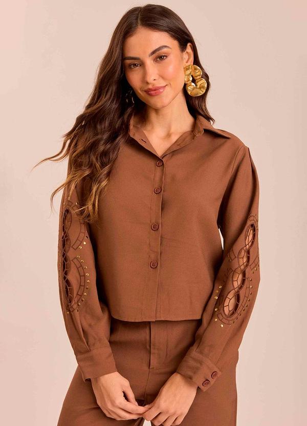 Doce Trama - Camisa Jardim Decor em Alfaiataria Marrom