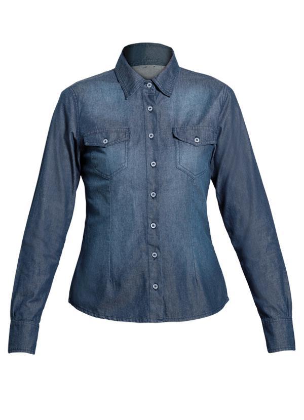 Quintess - Camisa Jeans Azul com Bolsos 10