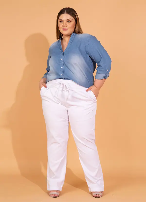 bonprix - Camisa Jeans Gola de Padre Azul Claro 8