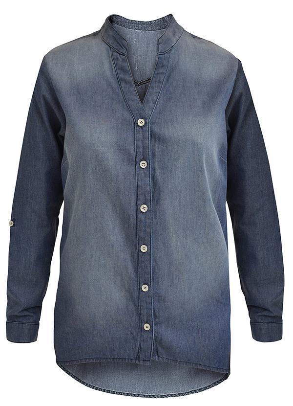 Outlet - Camisa Jeans Gola de Padre Azul Escuro 12