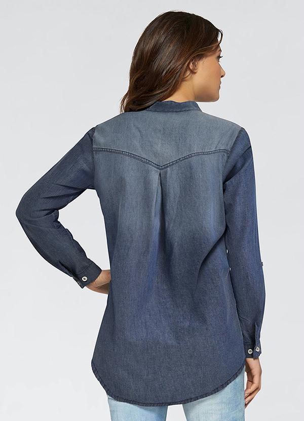 Outlet - Camisa Jeans Gola de Padre Azul Escuro 4