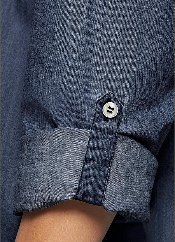 Outlet - Camisa Jeans Gola de Padre Azul Escuro 5