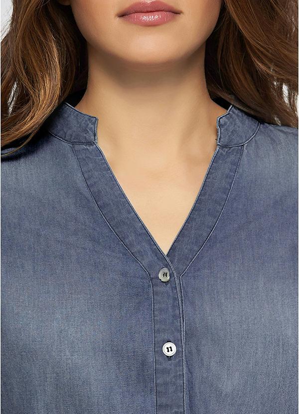 Outlet - Camisa Jeans Gola de Padre Azul Escuro 6