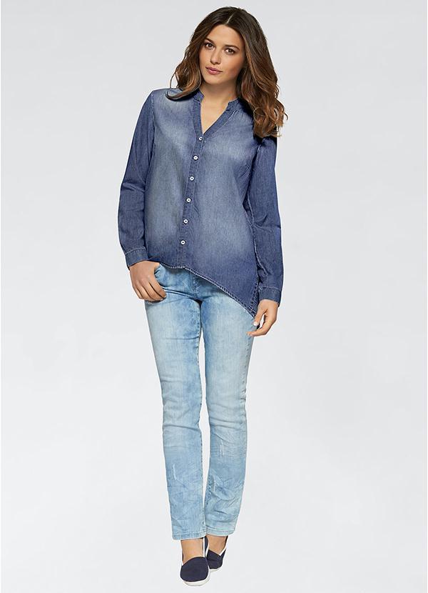 Outlet - Camisa Jeans Gola de Padre Azul Escuro 9