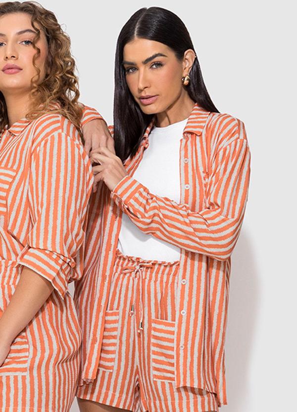 Enfim - Camisa Laranja Ampla Listrada