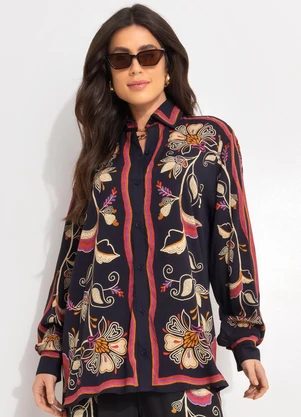 Farm - Camisa Lenço Lia Preto - FARM