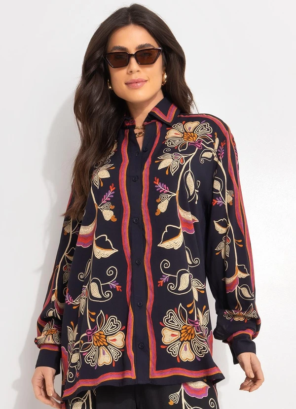 Farm - Camisa Lenço Lia Preto