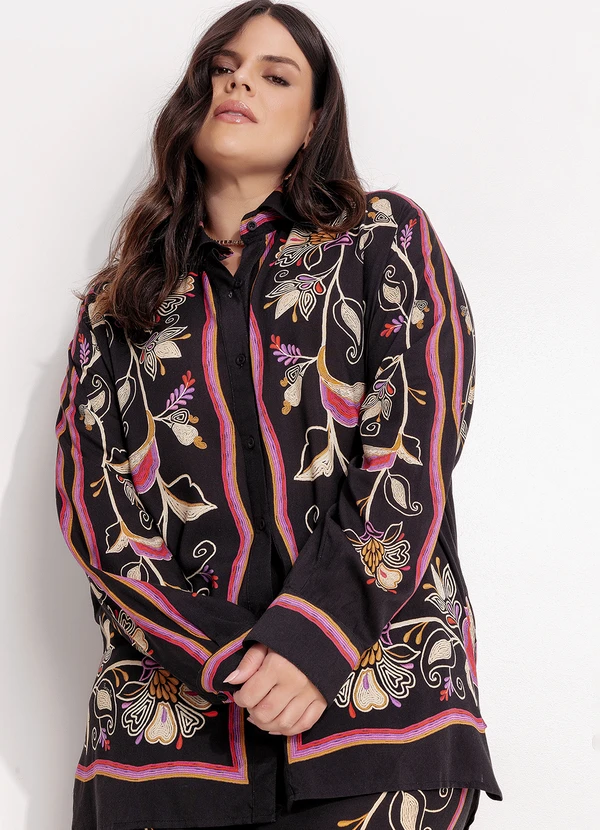 Farm - Camisa Lenço Lia Preto