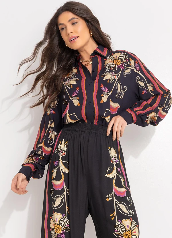 Farm - Camisa Lenço Lia Preto 7