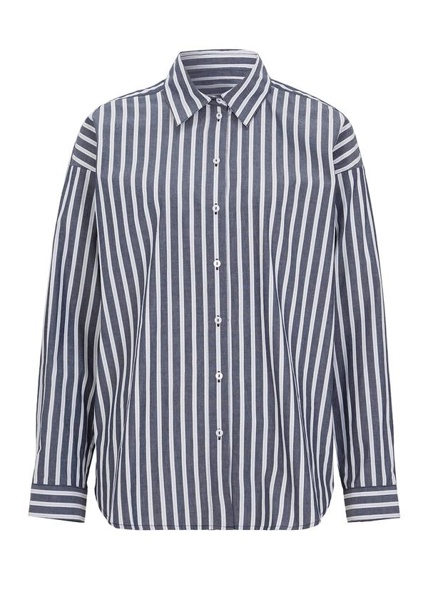 bonprix - Camisa Listrada Azul em Tecido Plano Fio Tinto 5