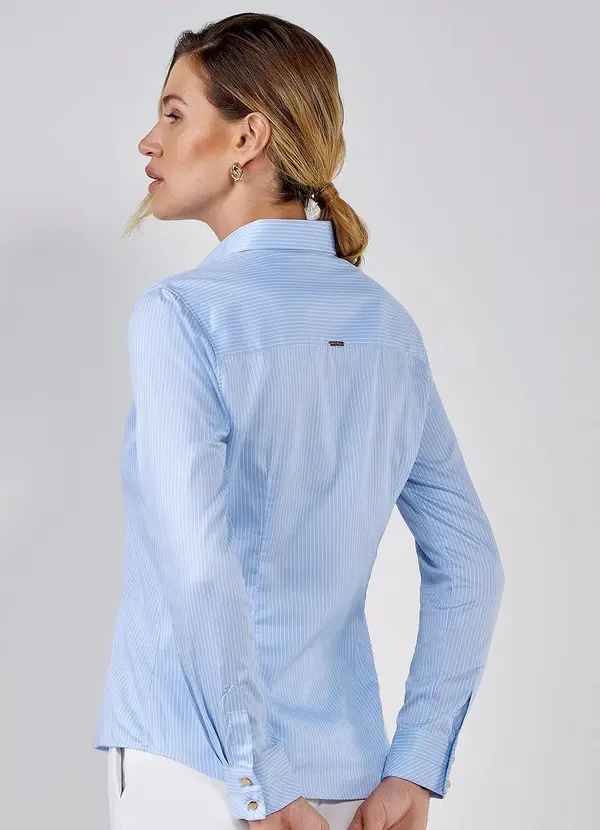 Camisa Algodao Fio Egipcio Manga Longa Listrada Joice - PRINCIPESSA