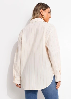 Colcci Jeans - Camisa Listrada Bege - COLCCI JEANS