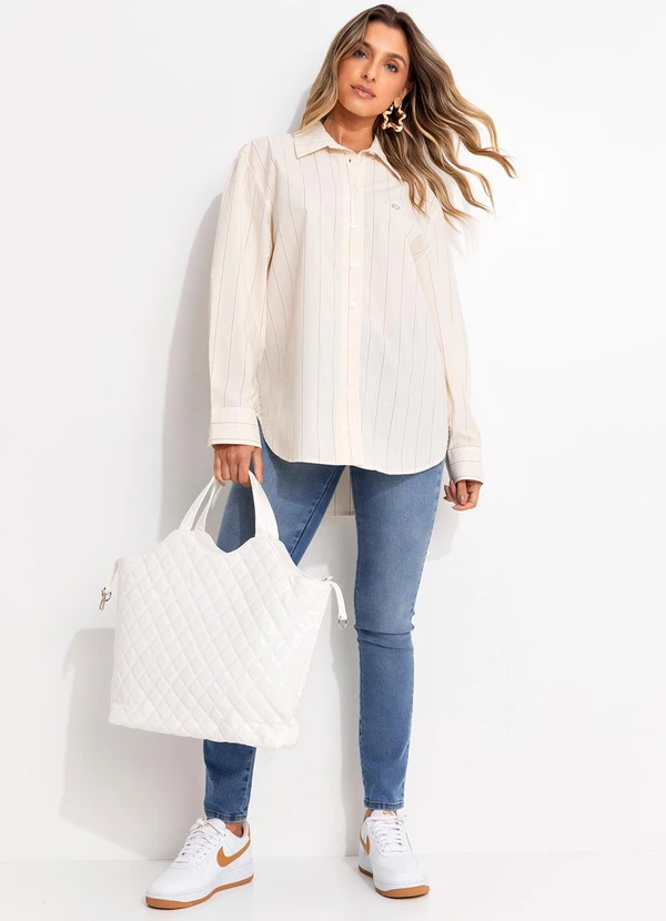 Colcci Jeans - Camisa Listrada Bege 3