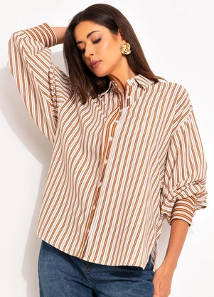 Colcci - Camisa Listrada Bege - COLCCI