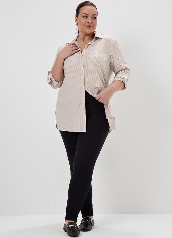 Principessa - Camisa Listrada Camel e Off White Tauana 10