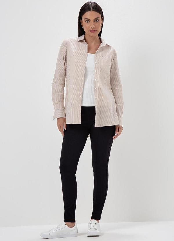 Principessa - Camisa Listrada Camel e Off White Tauana 5