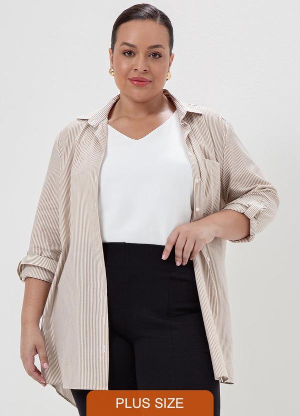 Principessa - Camisa Listrada Camel e Off White Tauana 4