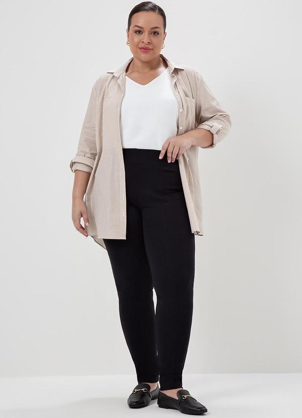 Principessa - Camisa Listrada Camel e Off White Tauana 2