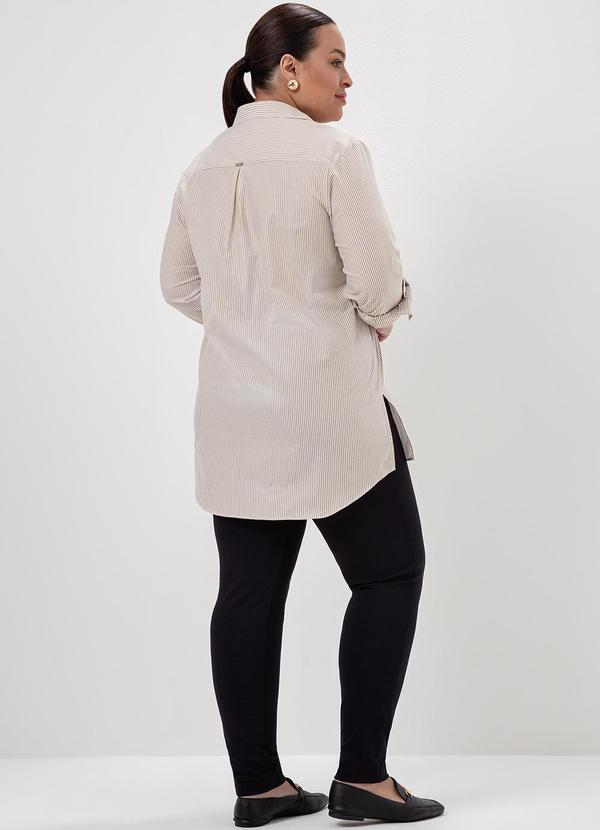 Principessa - Camisa Listrada Camel e Off White Tauana 1