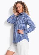 Camisa (listrado azul) em poli�ster com algod�o
