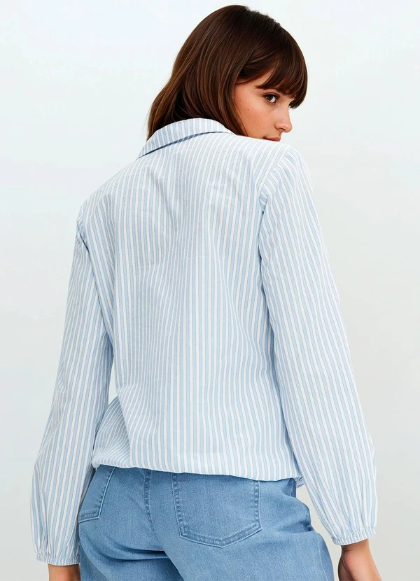 bonprix - Camisa Listrado Azul em Tricoline 2