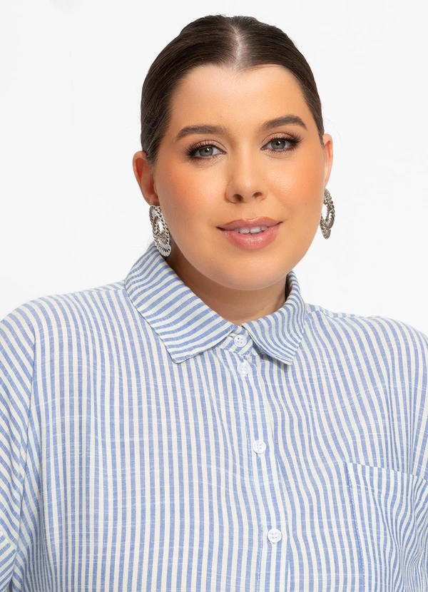 Quintess - Camisa Listrado Azul em Tricoline 16