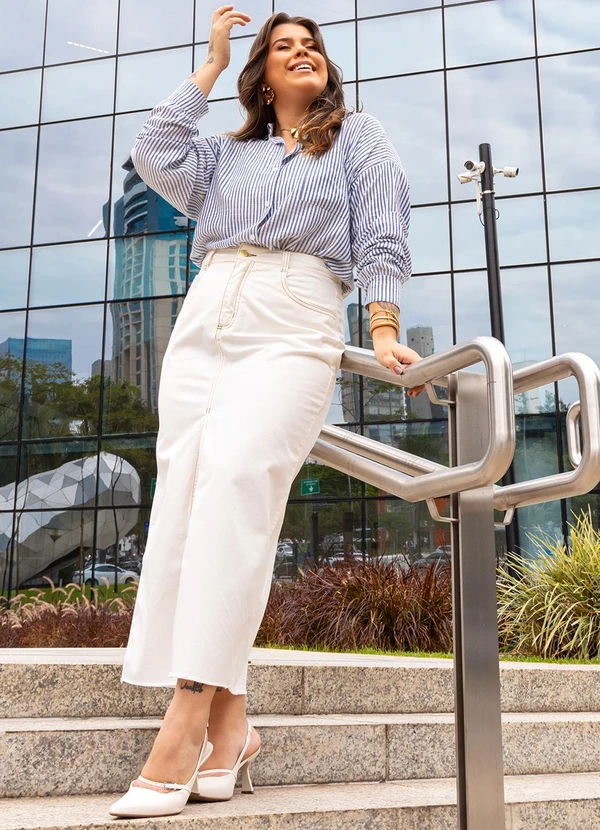 Quintess - Camisa Listrado Azul em Tricoline 10