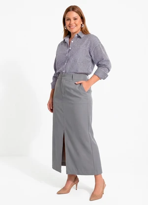 Quintess - Camisa Listrado Azul Marinho em Tricoline - QUINTESS