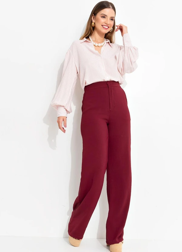 Quintess - Camisa Listrado Rosê em Viscose Plana 10