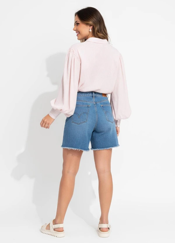 Quintess - Camisa Listrado Rosê em Viscose Plana 2