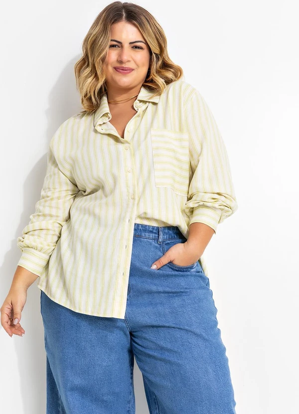 Quintess - Camisa Listrado Verde em Linho 19