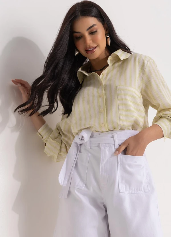 Quintess - Camisa Listrado Verde em Linho 7