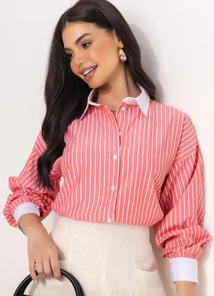 Quintess - Camisa Listrado Vermelho em - QUINTESS