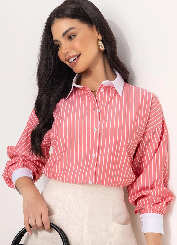 Quintess - Camisa Listrado Vermelho em