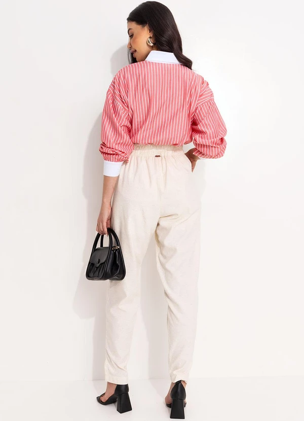 Quintess - Camisa Longuete Listrada Vermelha com Gola e Punhos Contrastantes 10