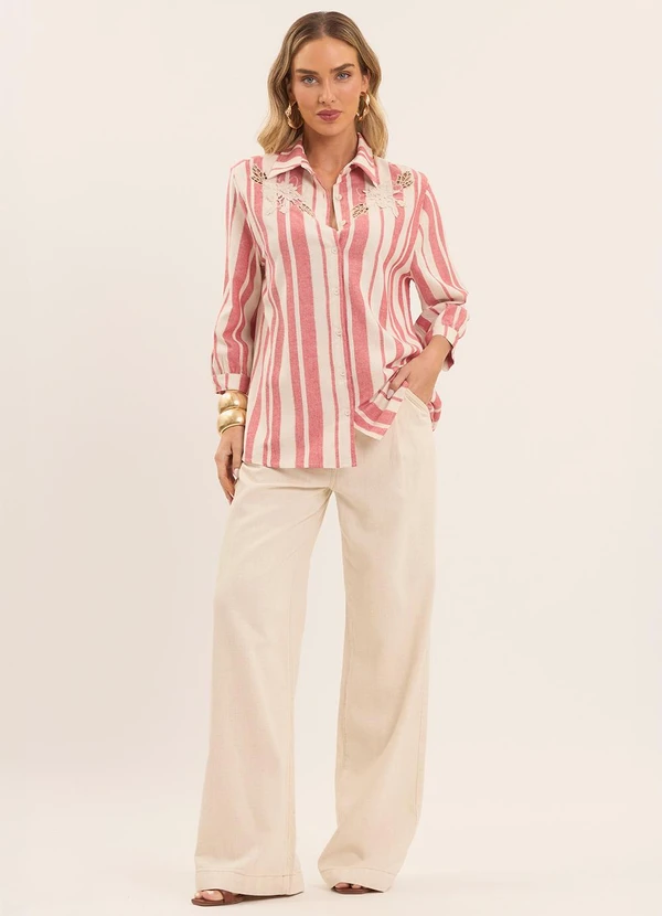 Doce Trama - Camisa Manga 3/4 Celebration Bordada Vermelho 3