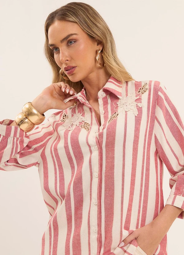 Doce Trama - Camisa Manga 3/4 Celebration Bordada Vermelho 8