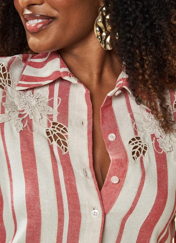 Doce Trama - Camisa Manga 3/4 Celebration Bordada Vermelho 9