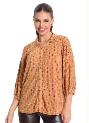 Rovitex - Camisa Manga 7/8 Feminina Marrom - ROVITEX