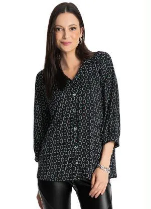 Rovitex - Camisa Manga 7/8 Feminina Preto - ROVITEX