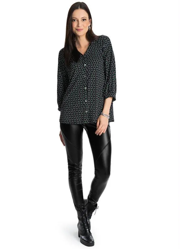 Rovitex - Camisa Manga 7/8 Feminina Preto 3