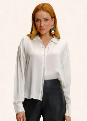 Endless - Camisa Manga Longa Acetinada Bege - ENDLESS