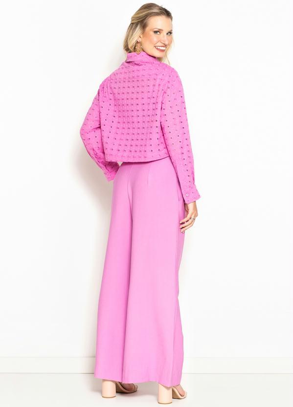 Maria Filó - Camisa Manga Longa de Laise Begônia Rosa 4