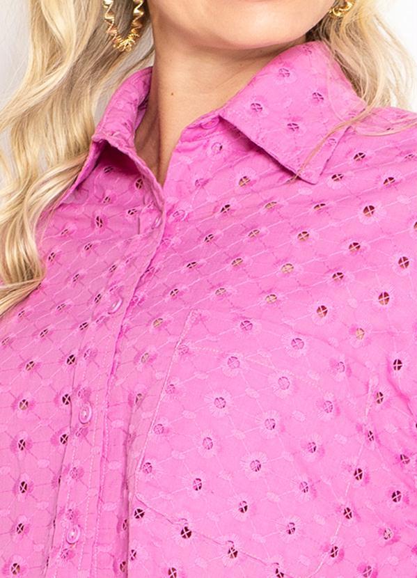 Maria Filó - Camisa Manga Longa de Laise Begônia Rosa 6