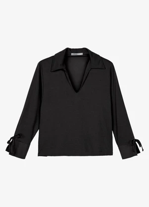 Endless - Camisa Manga Longa Decote V Preto - ENDLESS