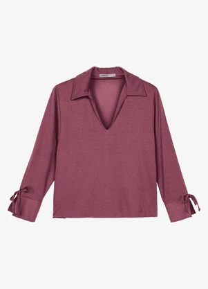 Endless - Camisa Manga Longa Decote V Vermelho - ENDLESS