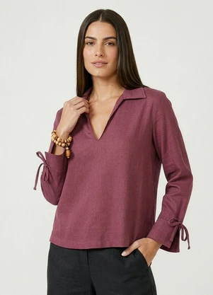 Endless - Camisa Manga Longa Decote V Vermelho - ENDLESS