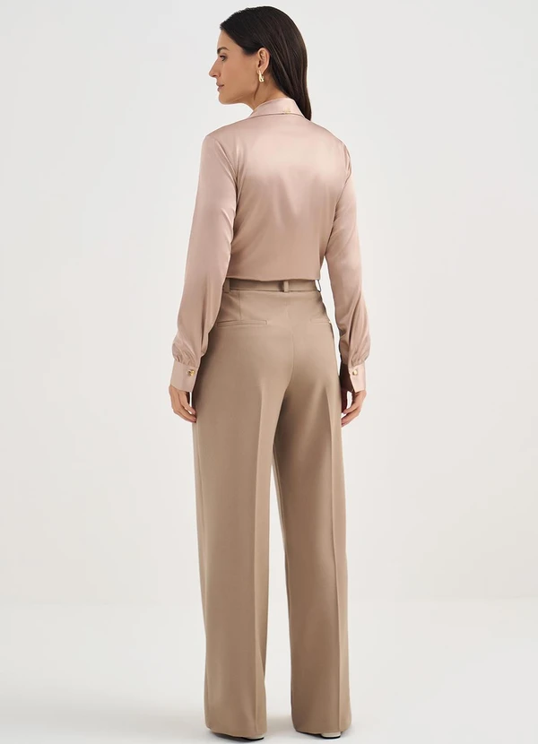 Principessa - Camisa Manga Longa em Cetim Mocha Mousse Amélia 4